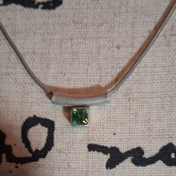 Sterling Silver Necklace with Peridot Gemstone - Picture 1 of 10